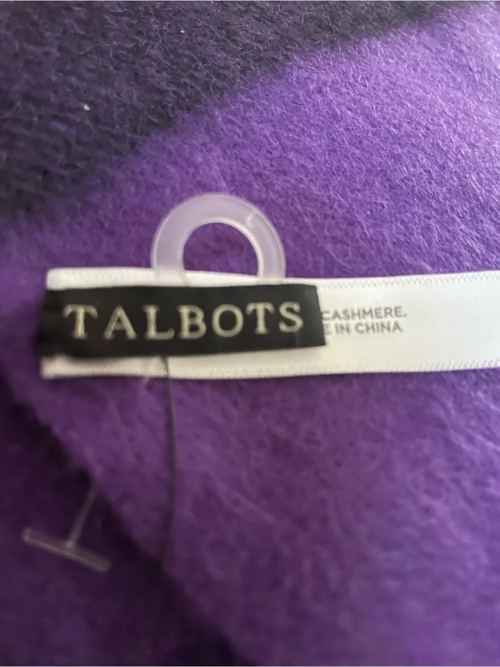 NWT Stylish Talbots Purple & Black Cashmere Striped Winter Scarf